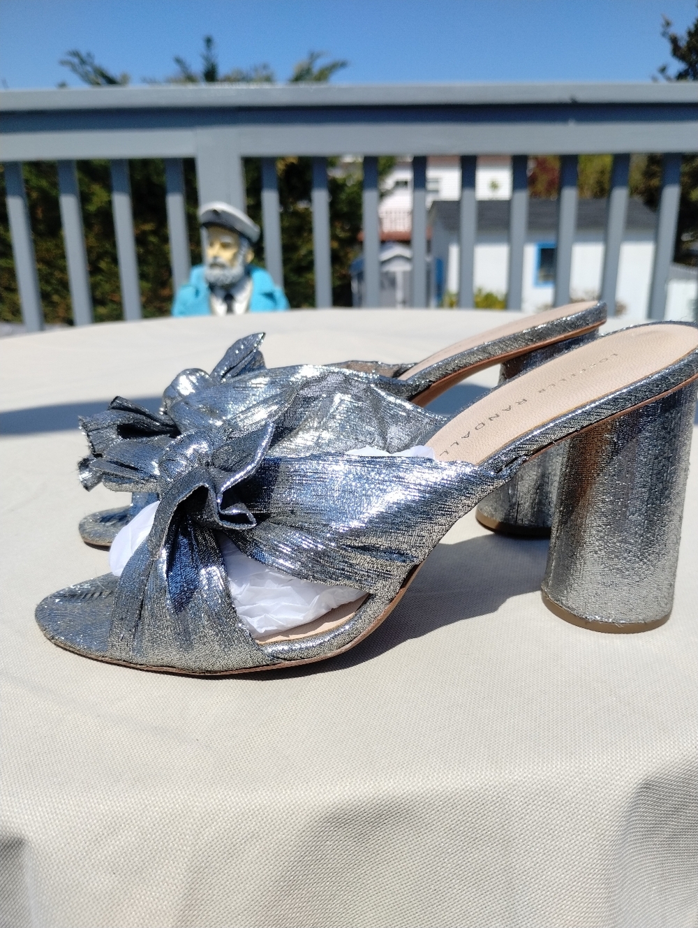 Loeffler Randall Silver Metallic Knot Mules